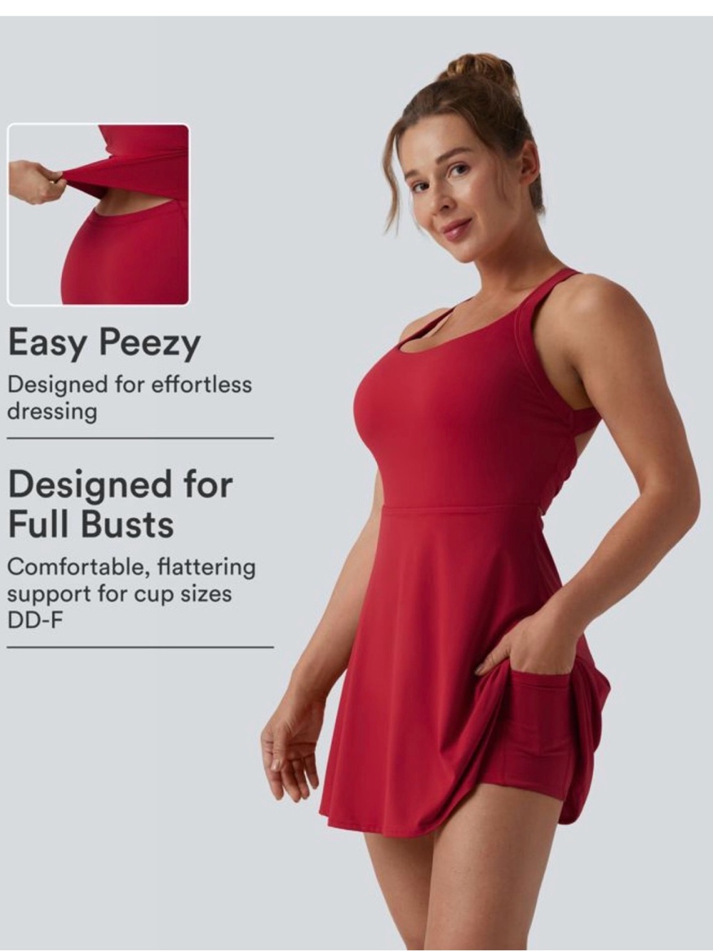 Halara Cut Out Pocket 2-in-1 Exercise Plus Size Dress-Easy Peezy size 2X Red